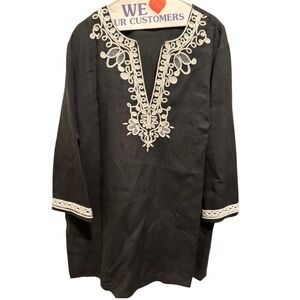 Jones New York Signature Women Black w/ White Embroidery Size 3X